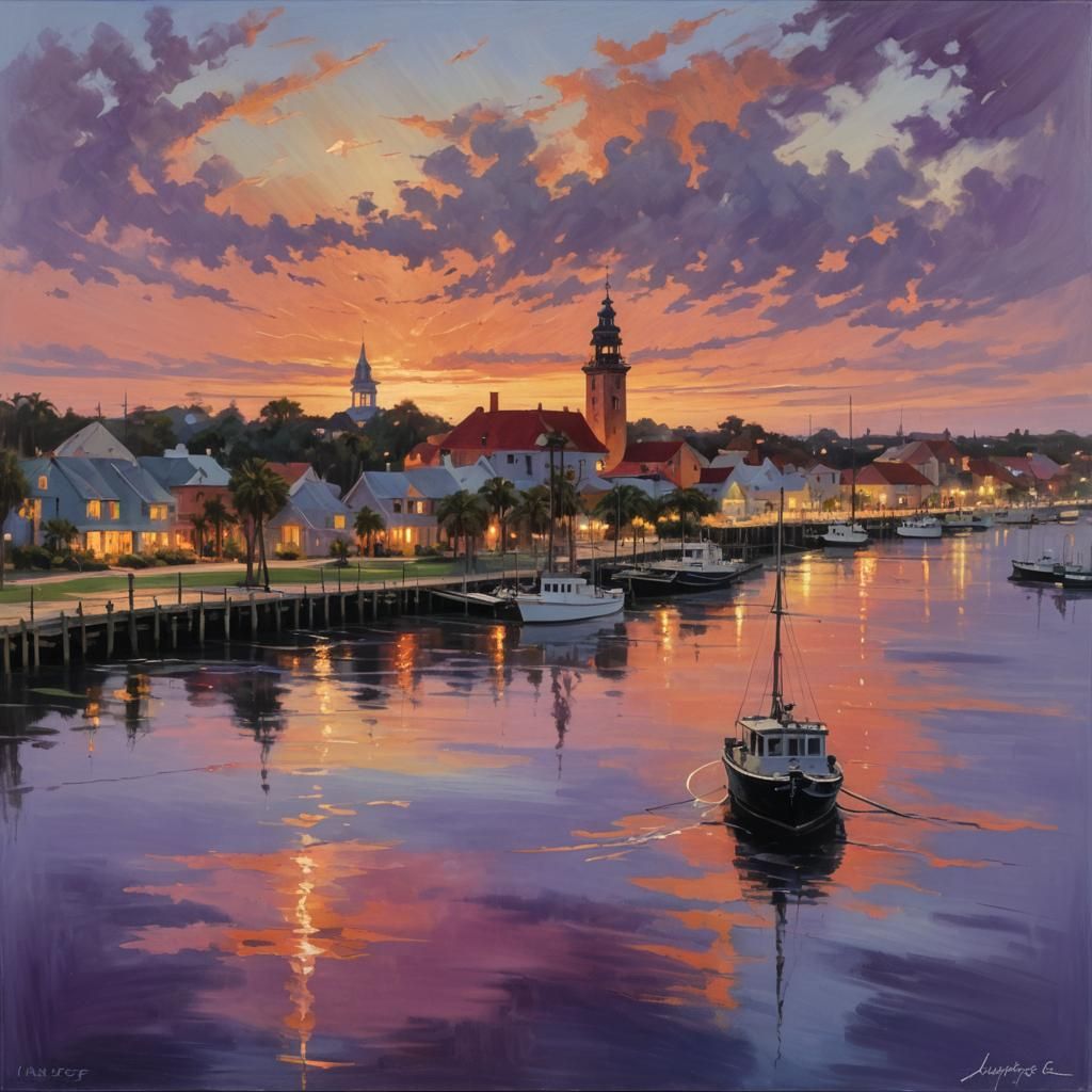 St. Augustine Sunset: An Impressionist Oil Painting