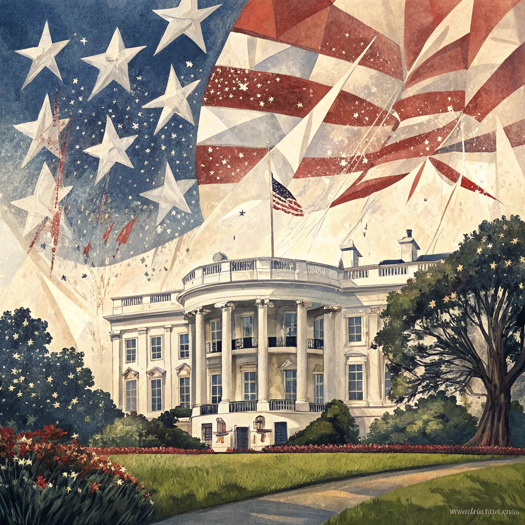 Abstract Stars and Stripes in Assemblage Art Style