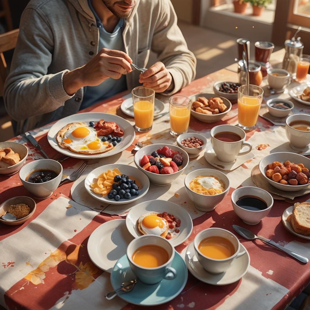 Hyperrealistic Cafe Breakfast Concept Art