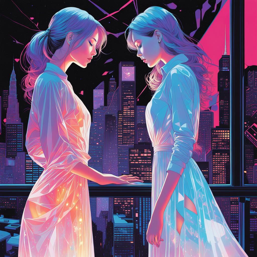 Holographic Shattered Heart Blacklight Poster Illustration