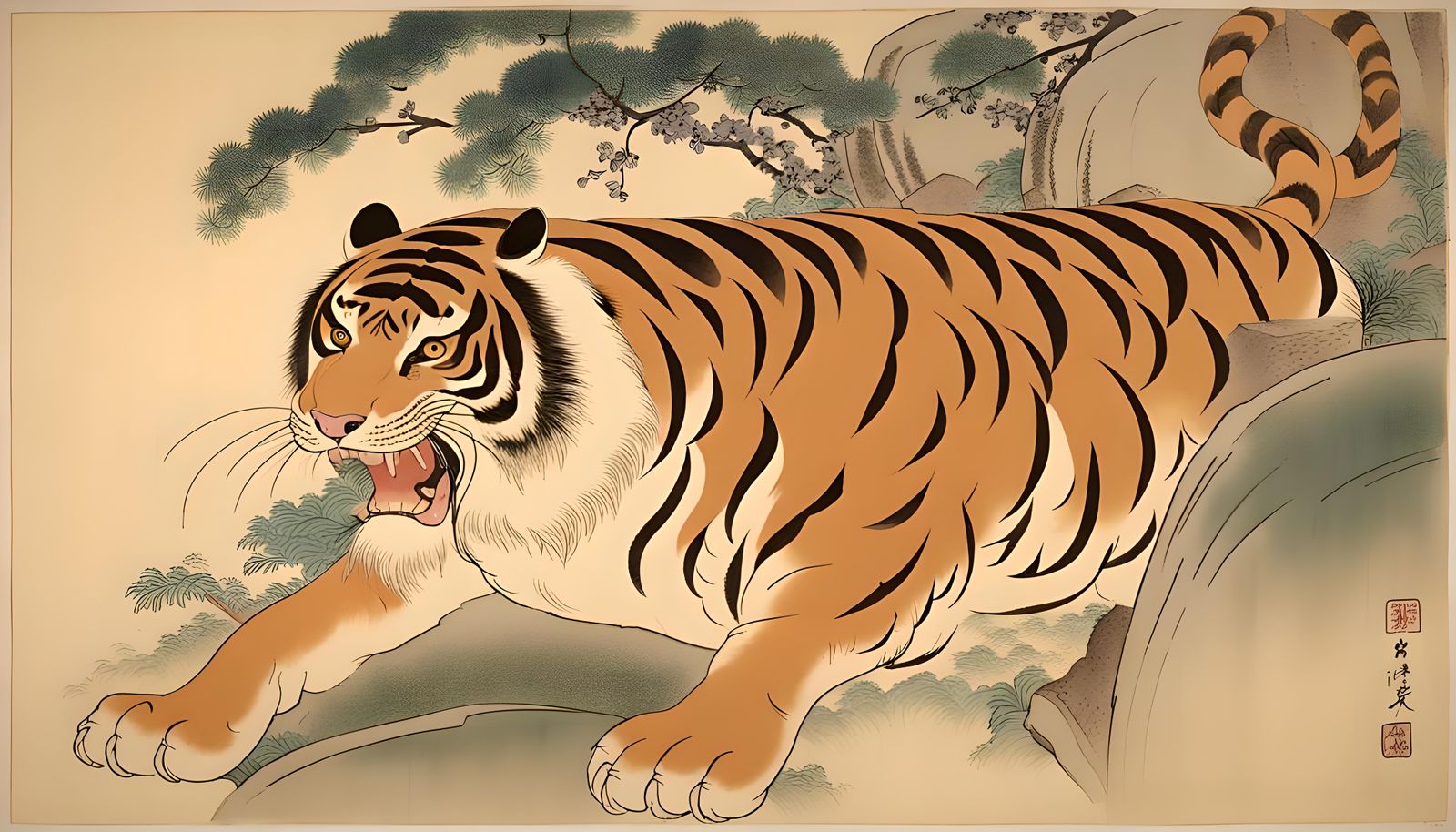 Tiger from Ryūko-zu Byōbu Painting