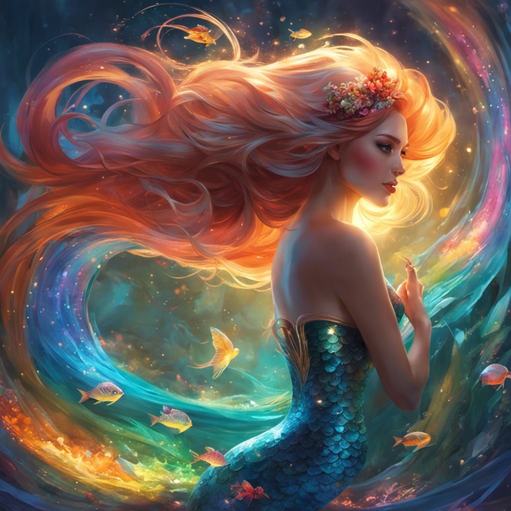 Enchanting Mermaid in Underwater City, Fantasy Style