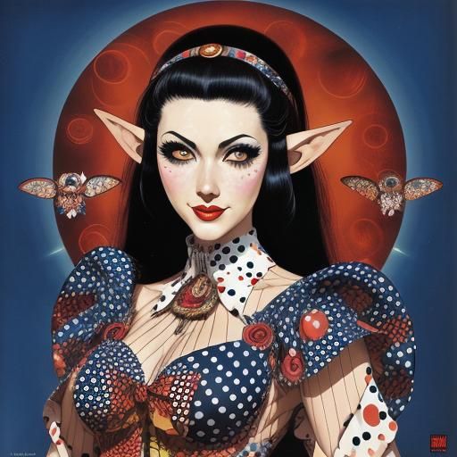 Polka Dot Girl in Comic Book Art Style