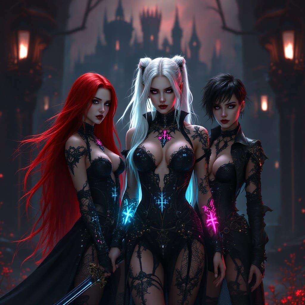 Goth Vampire Hunters in Dark Castle Wonderland