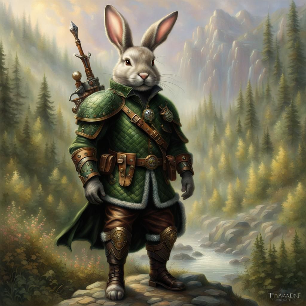 Black Fur Rabbit Ranger in Ethereal Fantasy Style