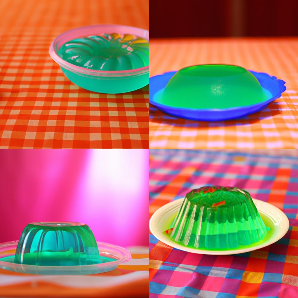 Neon Green Jelly in a Blue Bowl