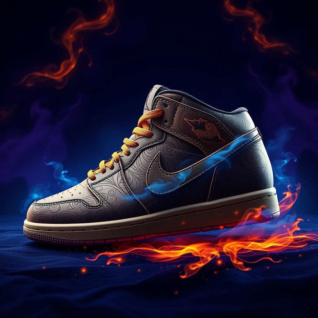 Wooden Nike Jordan 1 Hand-Painted Digital Art