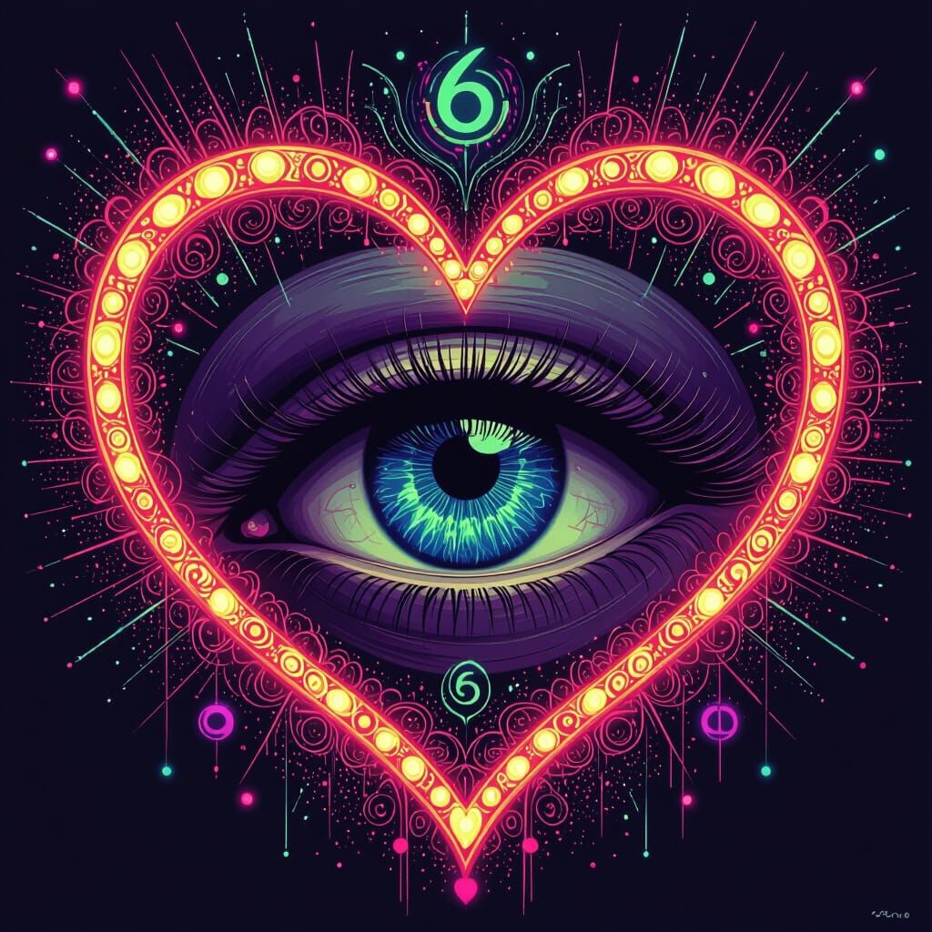 Mystic Eye with Fluorescent Psychedelic Heart