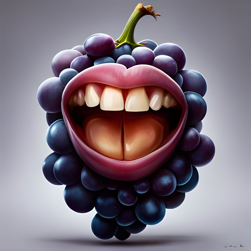 Happy Grape Smile: Hyperrealistic Fantasy Art
