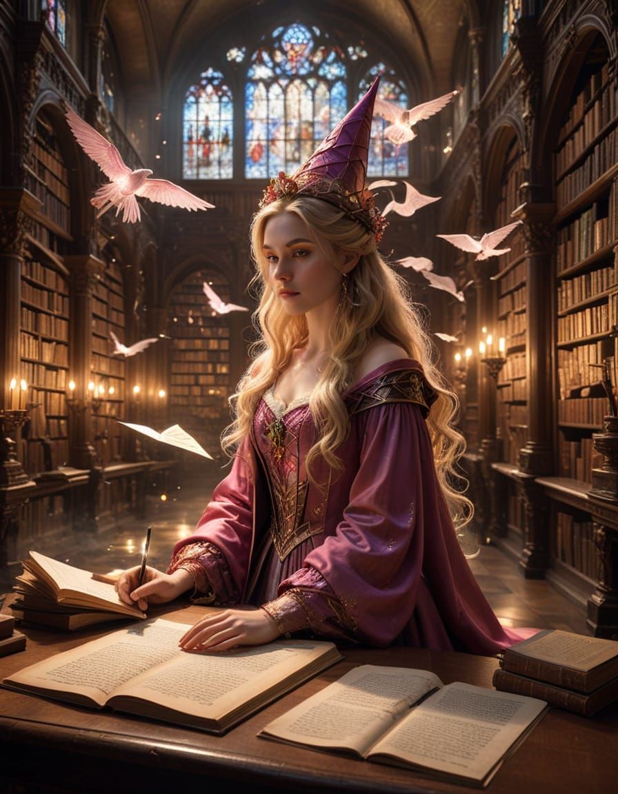 Enchanted Library of the Ancients in Rococo Style