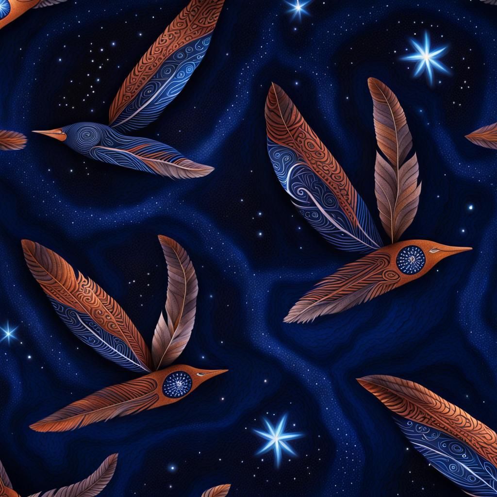 Wandjina Spirits in Starry Sky: Fantasy Concept Art