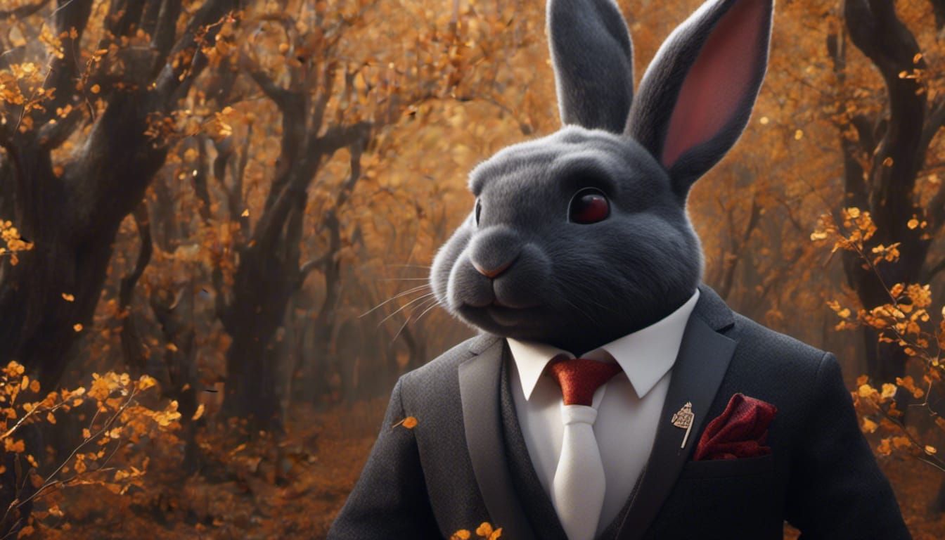 Black Rabbit in Blazer Memecoin Artwork