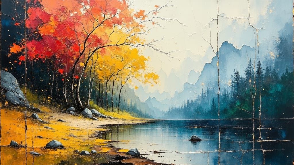 Four Seasons Landscape Painting in Ethereal Light