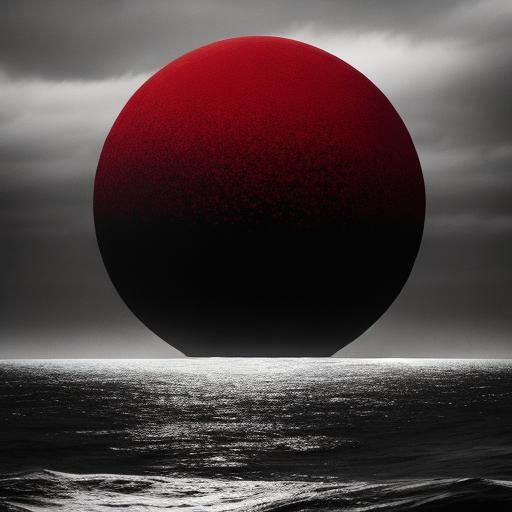 Monochrome Red Sea Monsters in Minimalist Style