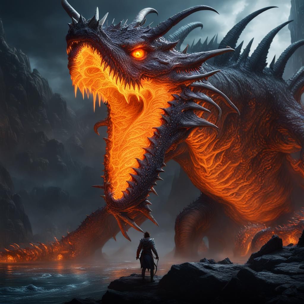 Giant Remorhaz with Glowing Eyes: Fantasy Concept Art