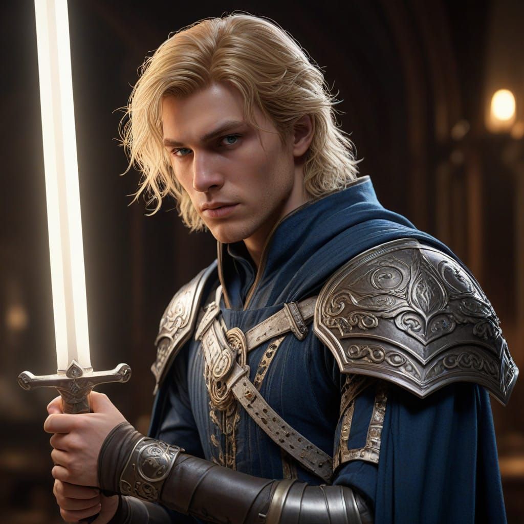 Hyper-Realistic Portrait of a Heroic Warrior in Triadic Ligh...