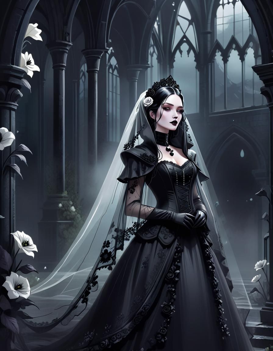 Gothic Bride in Dark Fantasy Digital Art