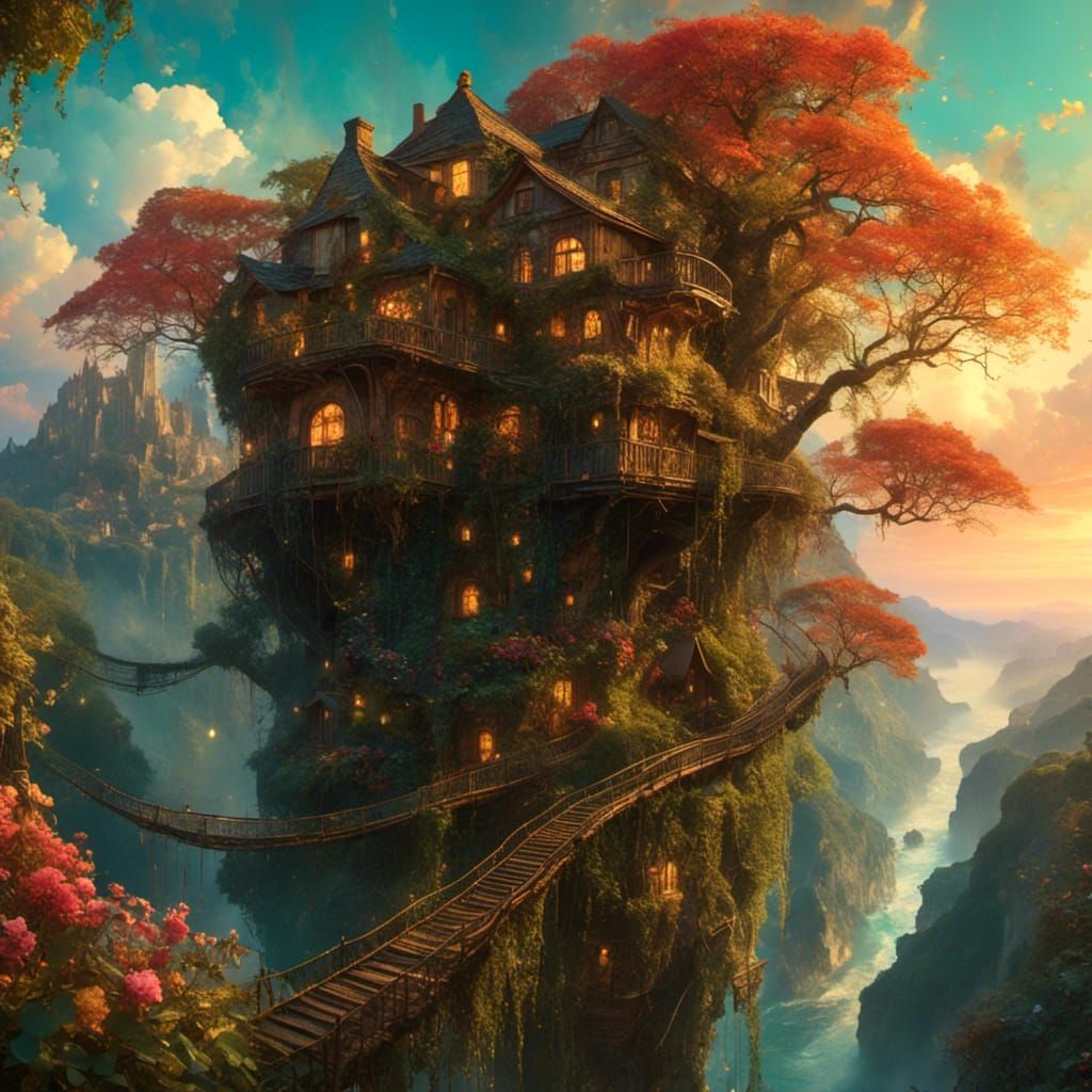 Overgrown Jungle Metropolis Treehouse City