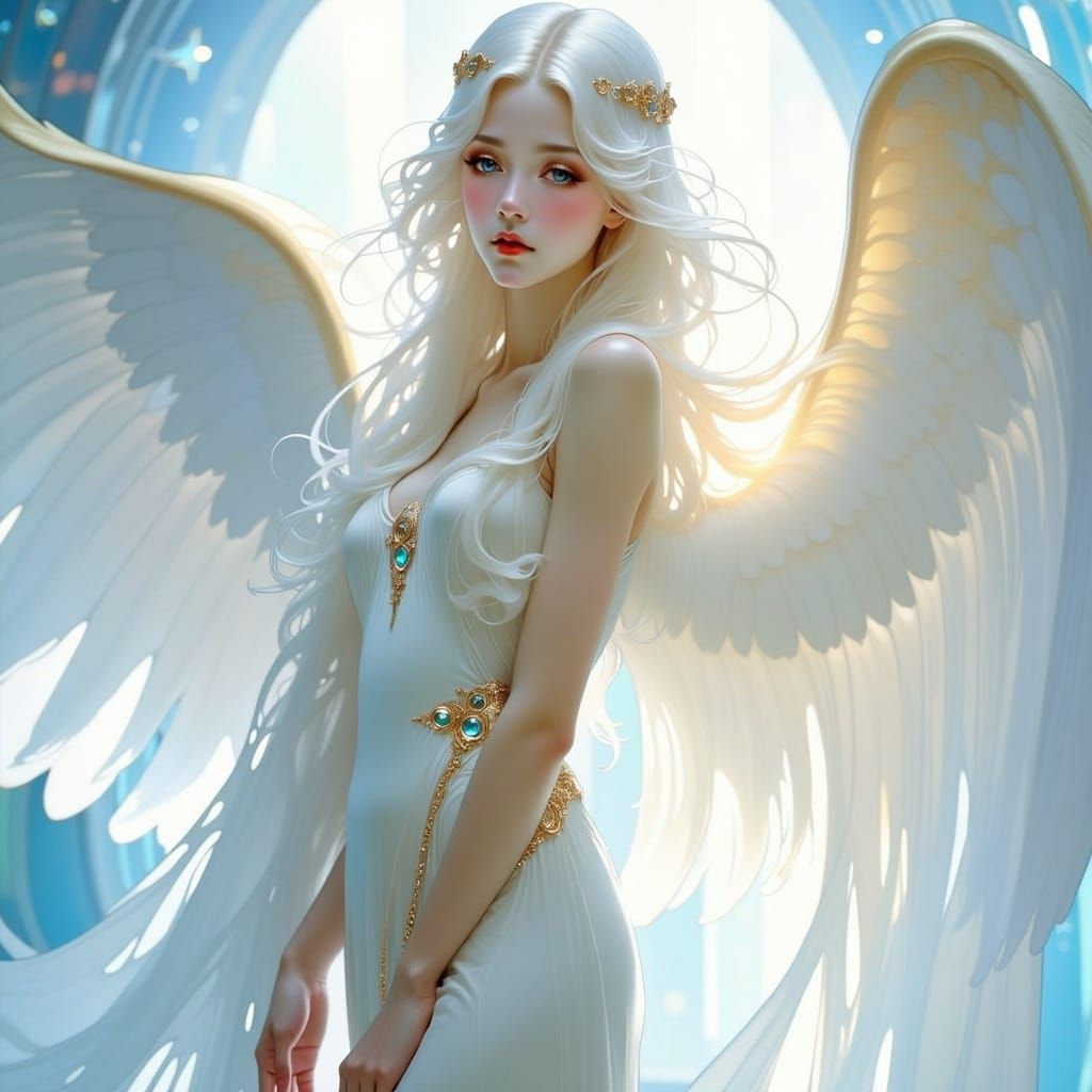 Ethereal Angel in Radiant Heavenly Realm