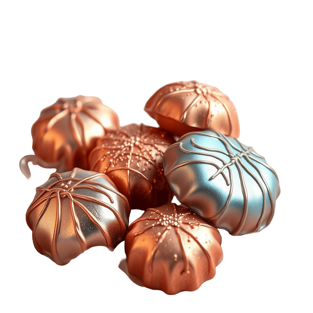 Ethereal Fantasy Pralines in Rose Gold and Copper on Soft Lu...