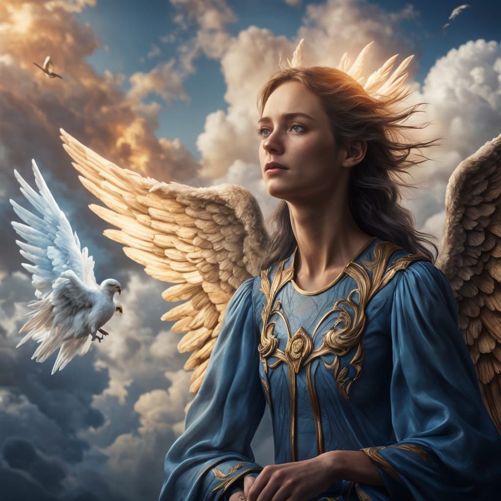 Nightbirde Angelic Portrait in Heaven: Matte Painting