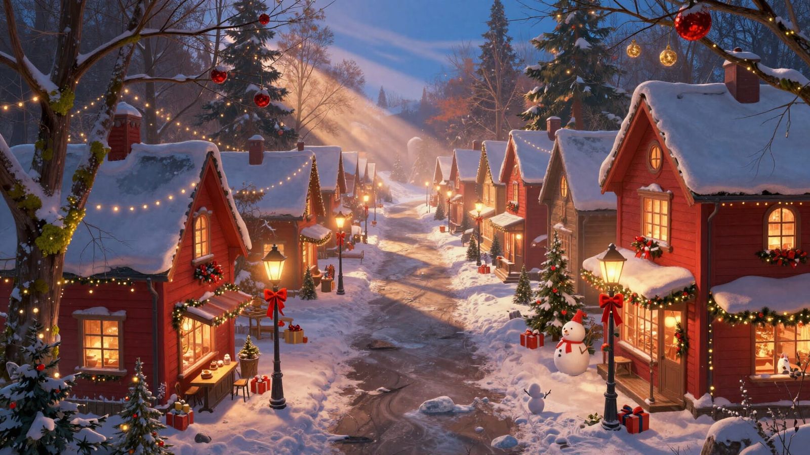 Cozy Christmas Street in Dota 2 Winter Landscape