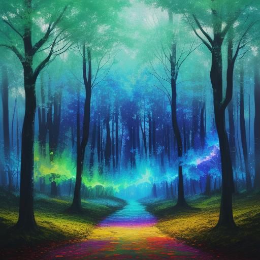 Mystic Forest Street Art in Dreamy Colors