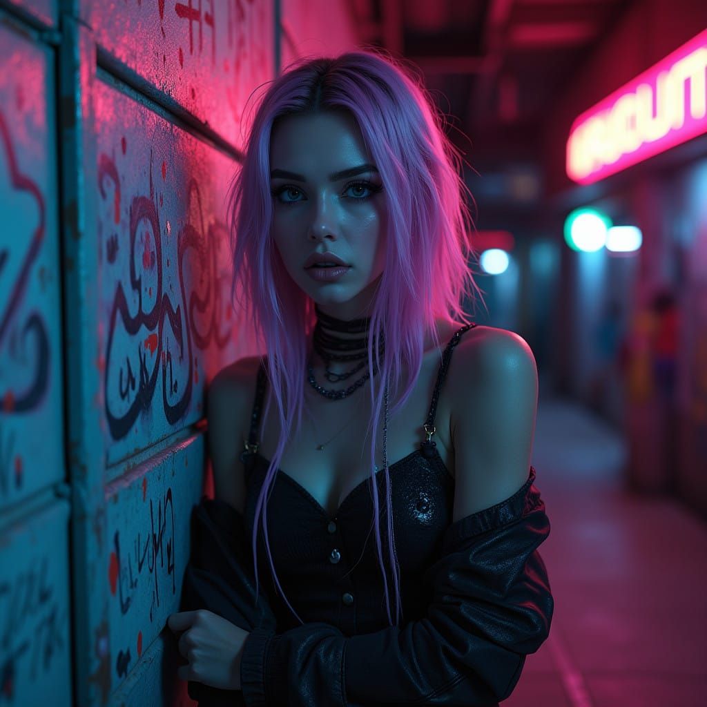 Grunge-Inspired Alternative Aesthetic with Vibrant Hair and....
