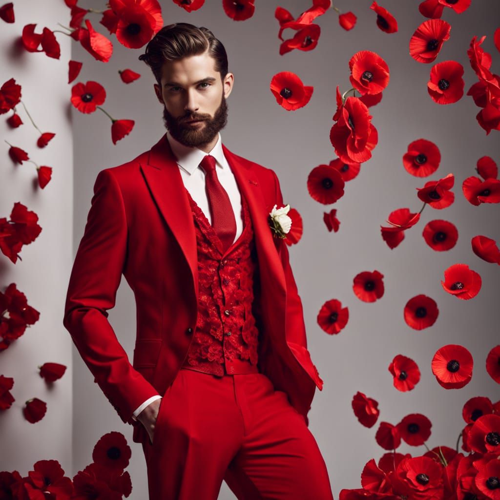 Elegant Man in a Poppie Suit