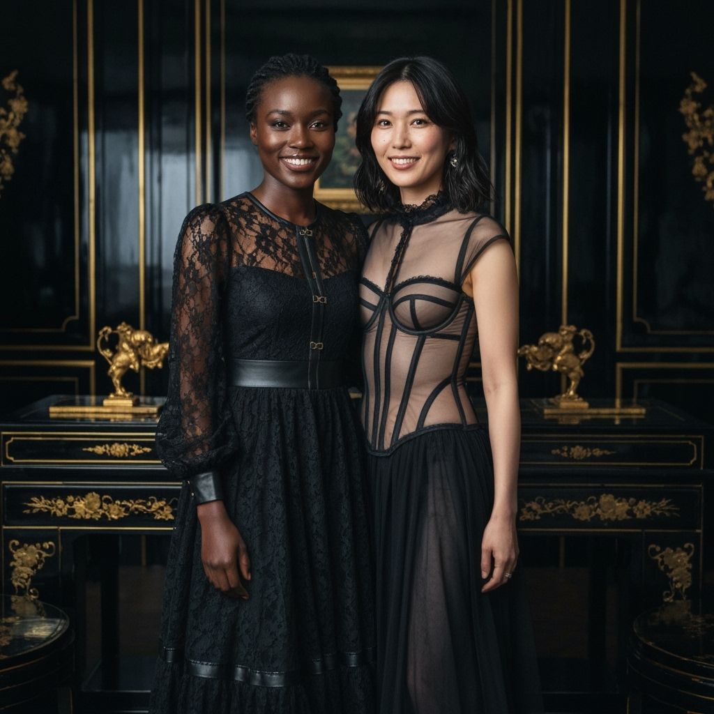 Gothic Elegance: Two Women Under Obsidian Moon