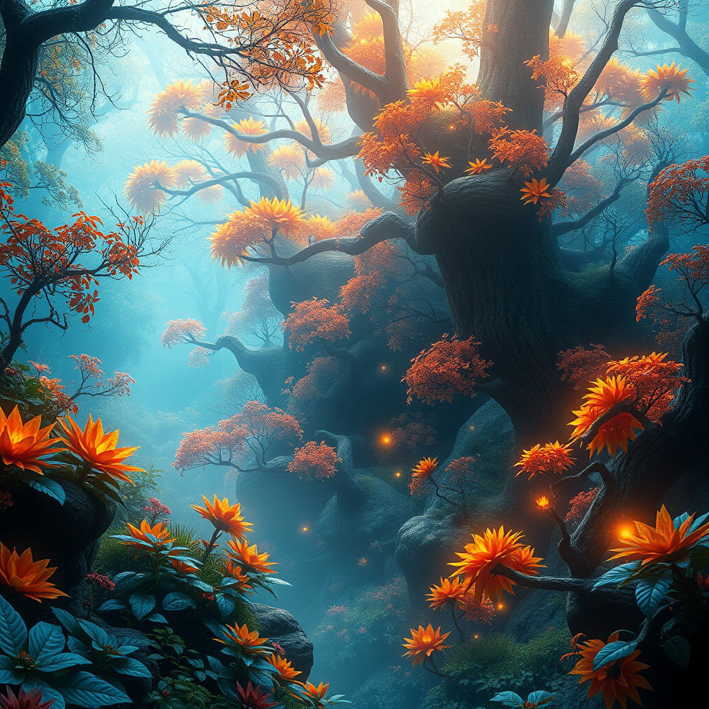 Enchanted Forest Scene in Hyper-Realistic Style