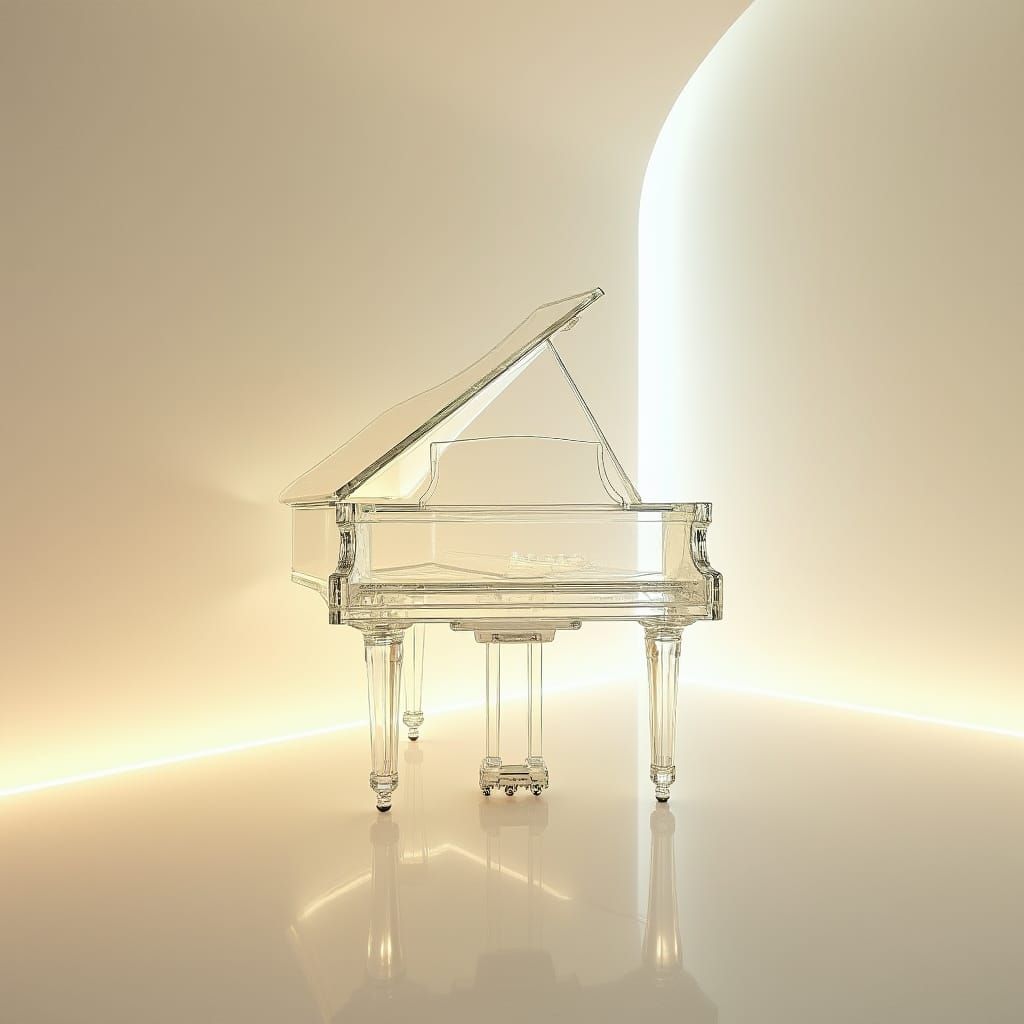 Ethereal Glass Piano in Modernist Style