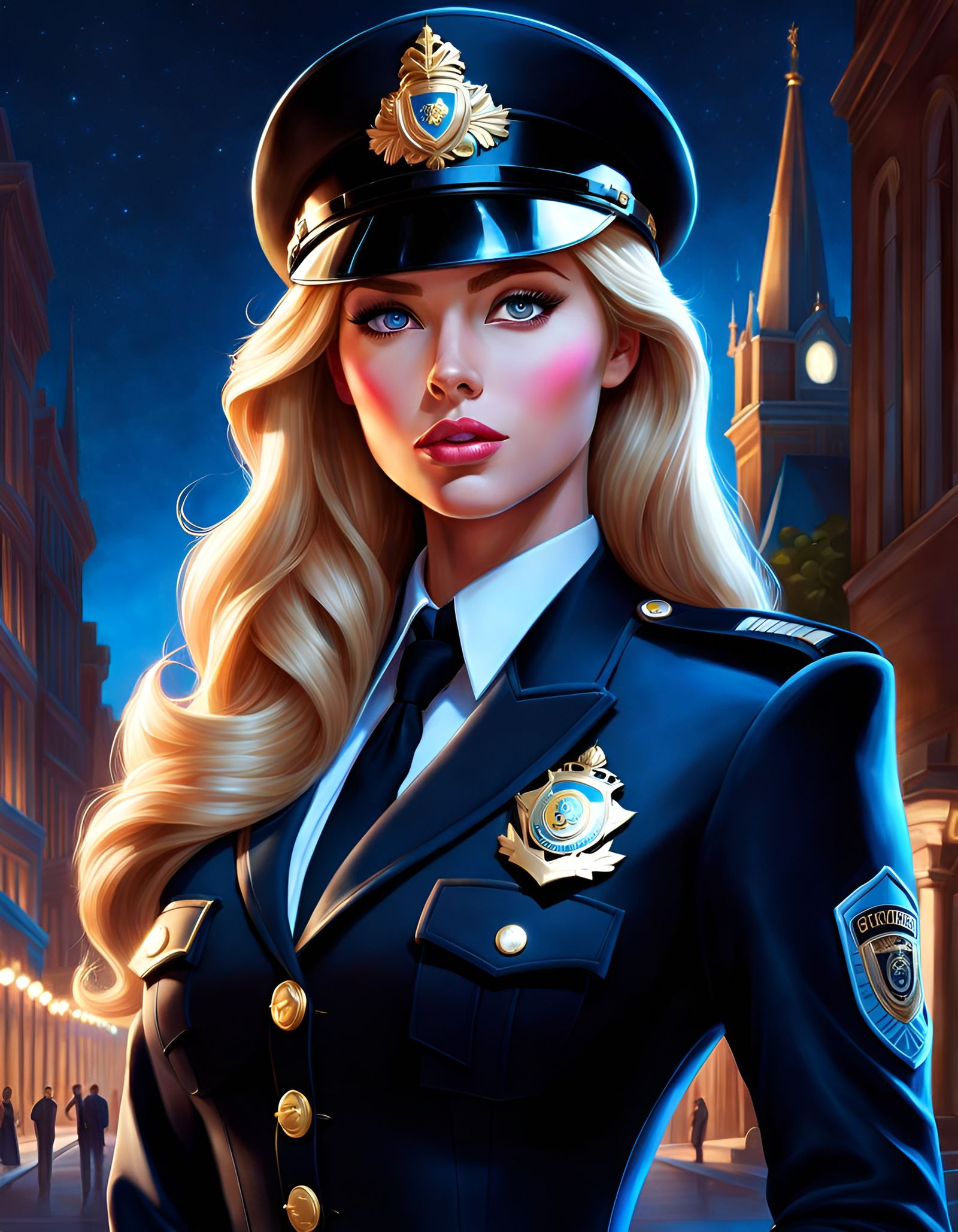 Princess Aurora as Night Security Guard in Hyperrealism