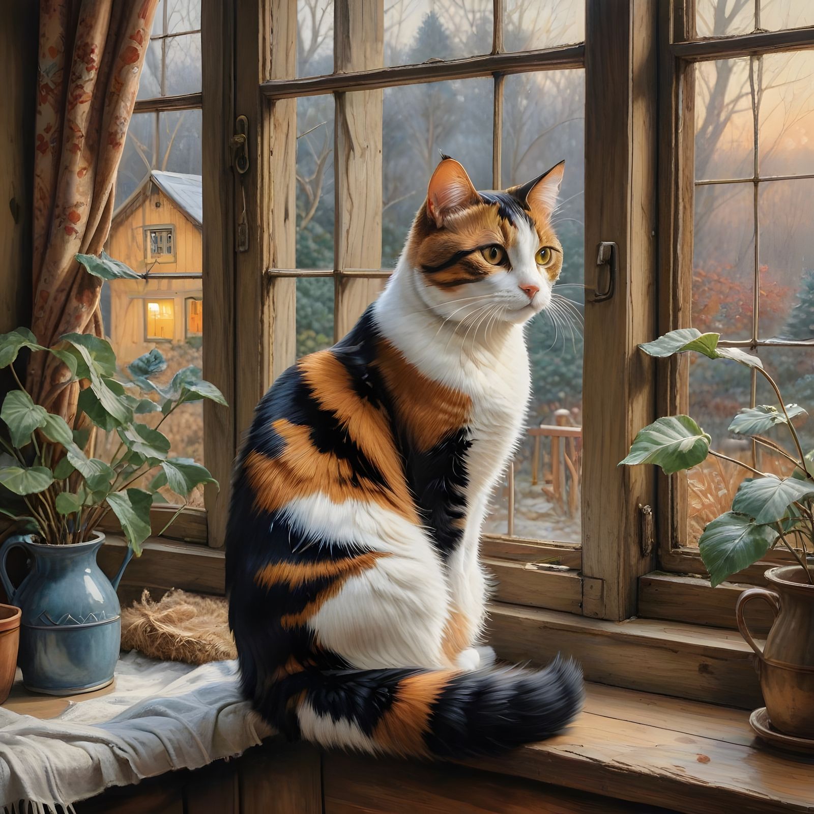 Whimsical Winter Cottage Scene