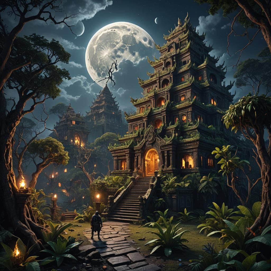 Mayahuel Under the Moon: Fantasy Concept Art