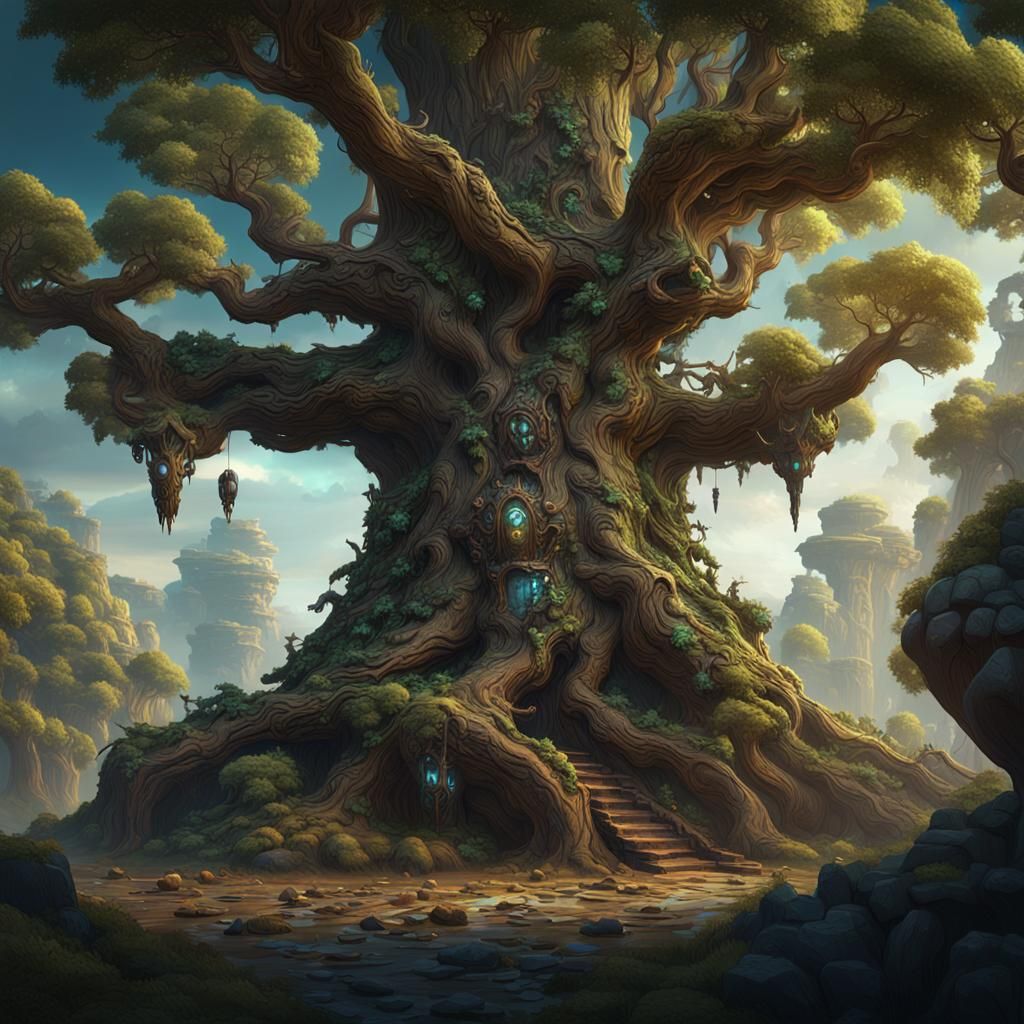 Fantastical Treant with Wooden Cards in Detailed Matte Paint...