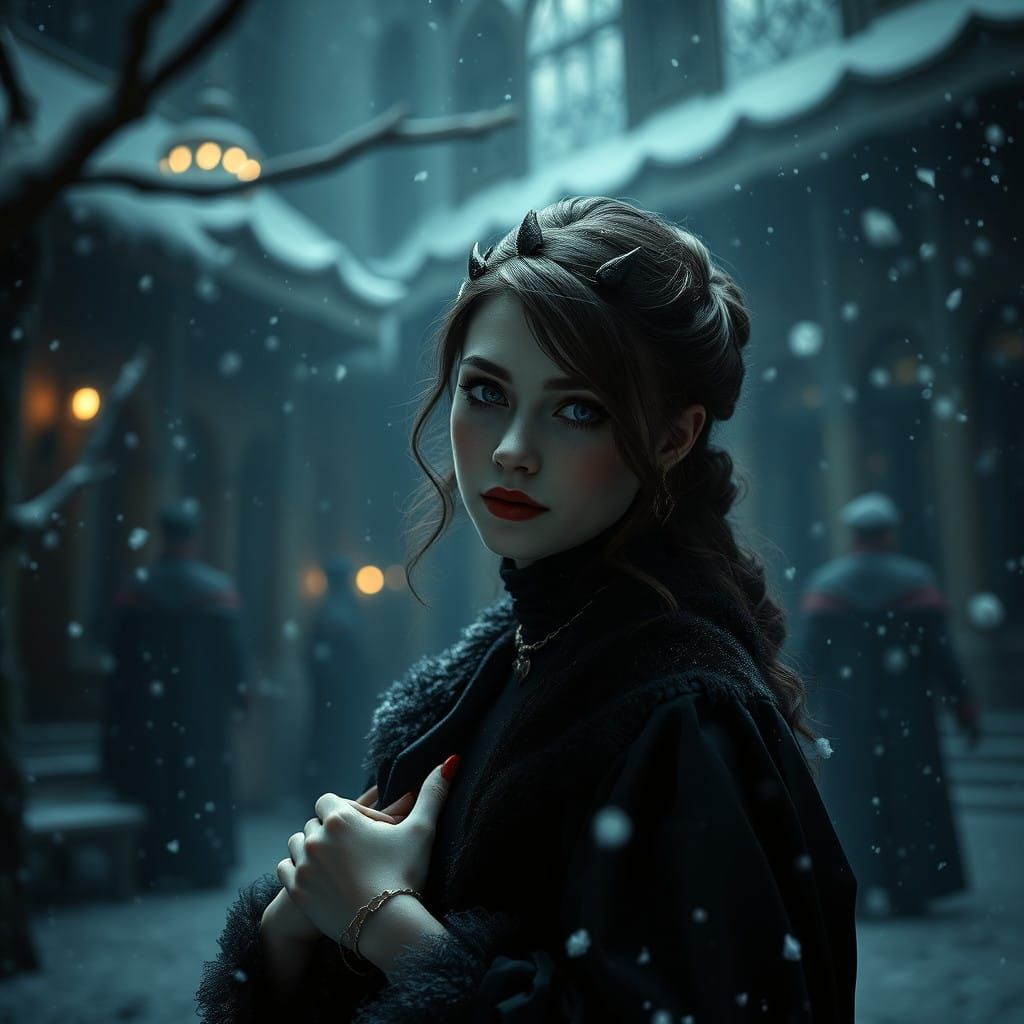 Elegant Christmas Wizard in Dark Yule Ball Attire