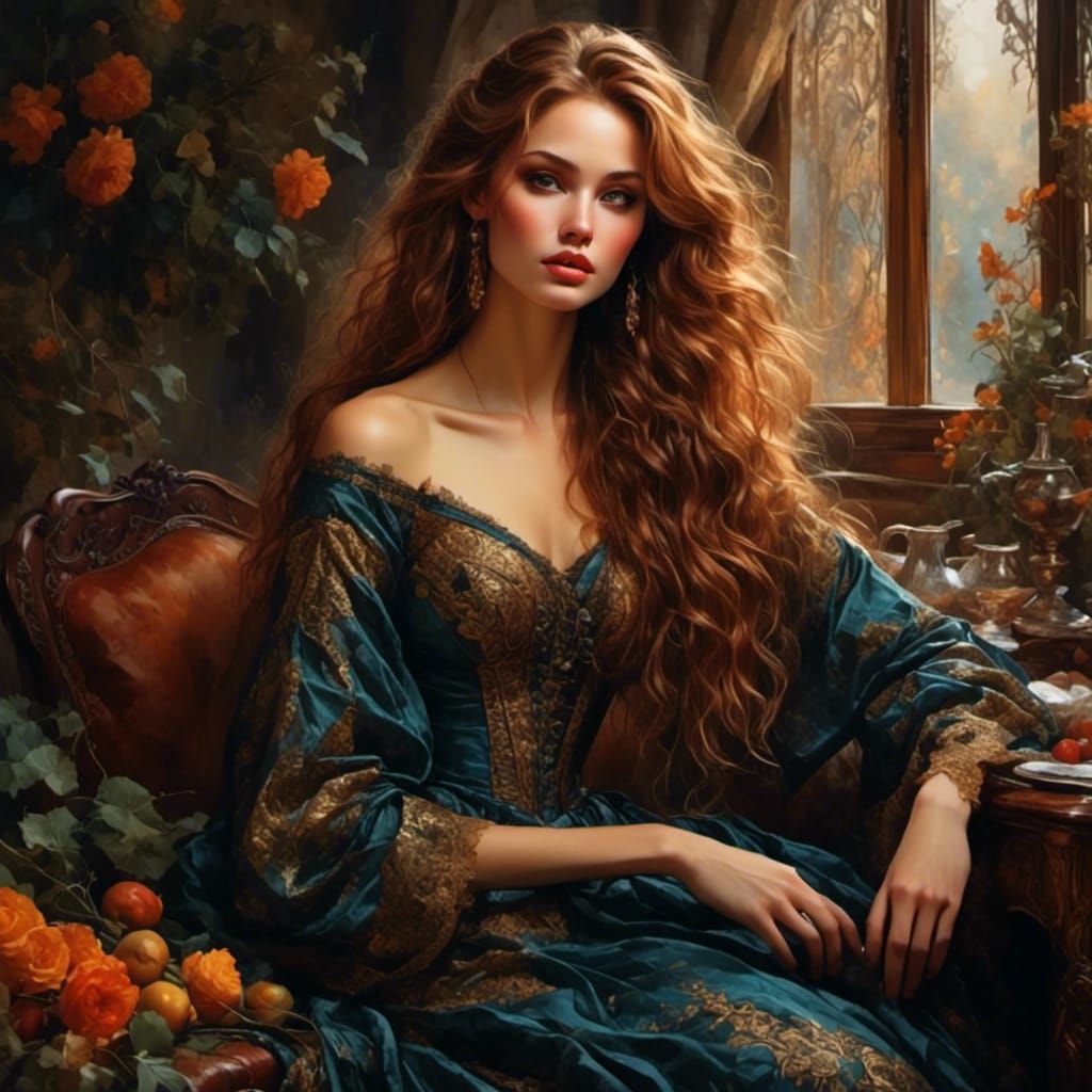 Voluptuous Beauty in Black Lace Lingerie