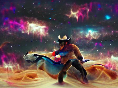 Space Cowboy Taming Galactic Bronco in Space