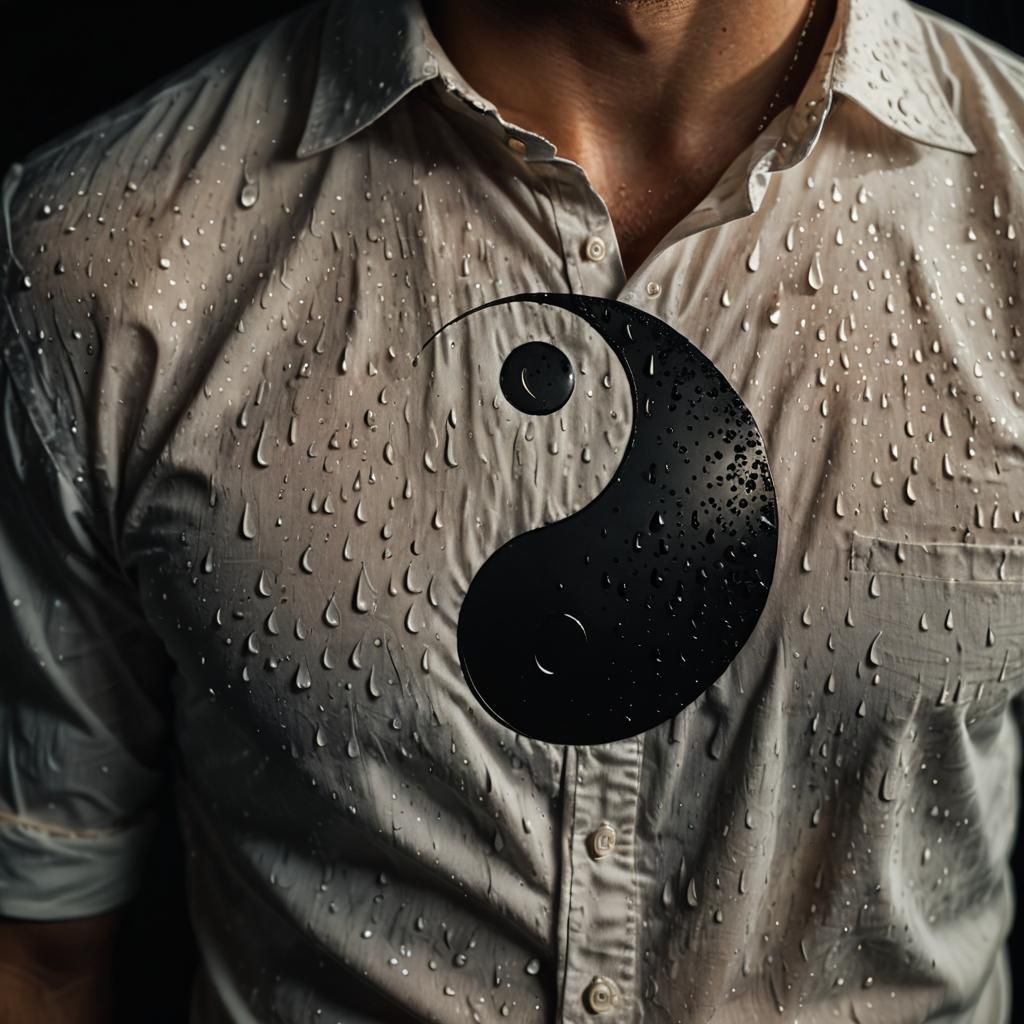 Yin Yang Shirt in a Cinematic Film Still