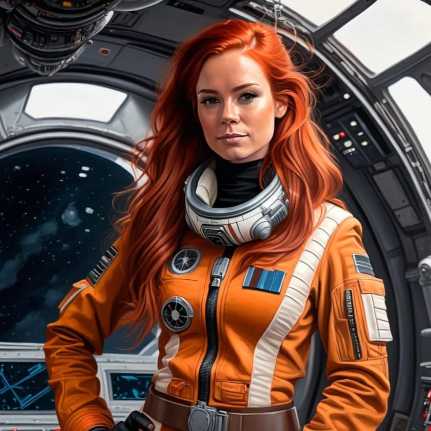 Rebel Pilot in Star Wars Oil Painting