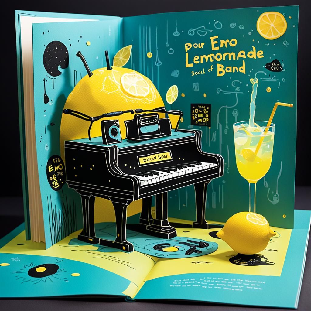 Emo Lemonade Band Pop-Up Book Illustration