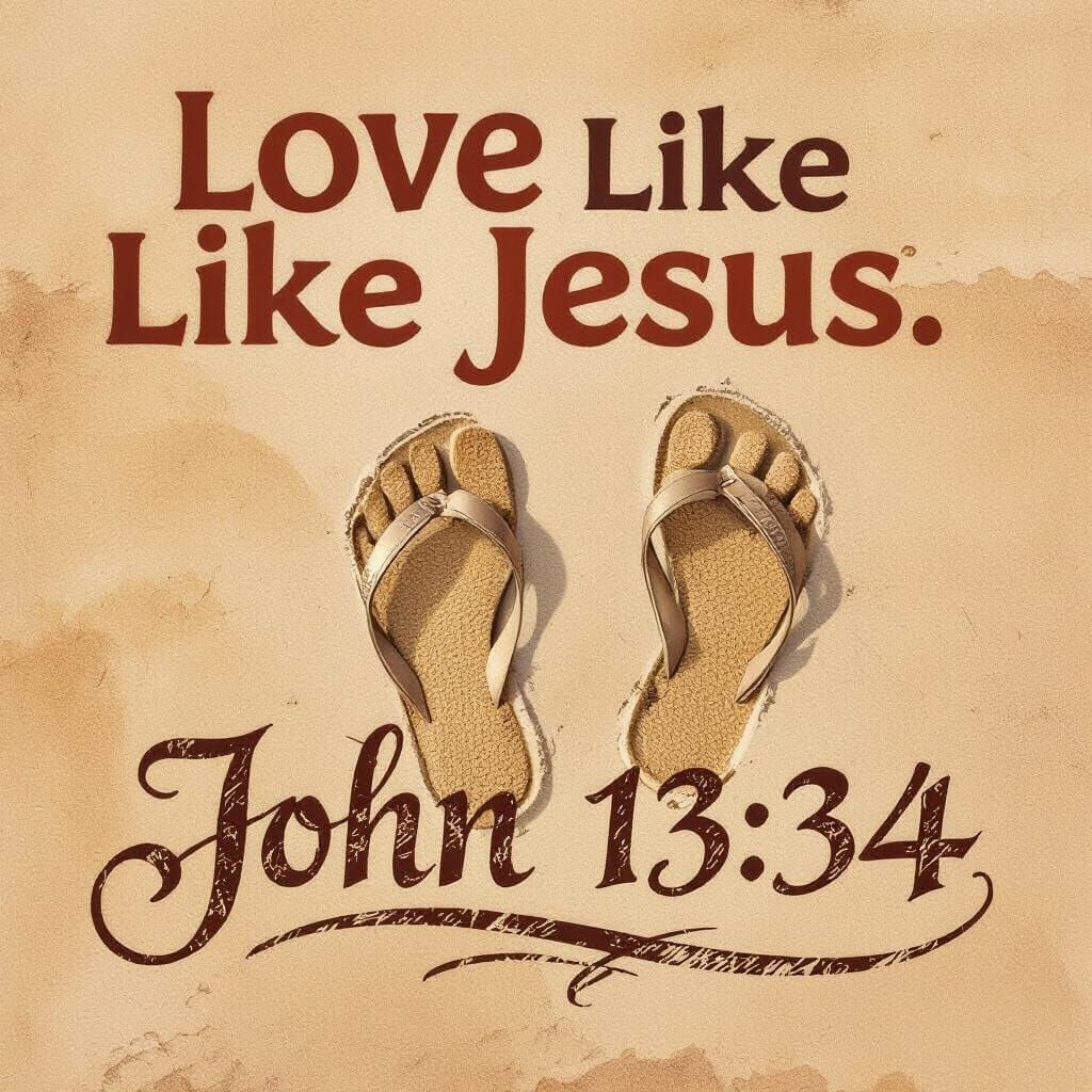 Heartfelt Sandals: Love Like Jesus in Typographic Design