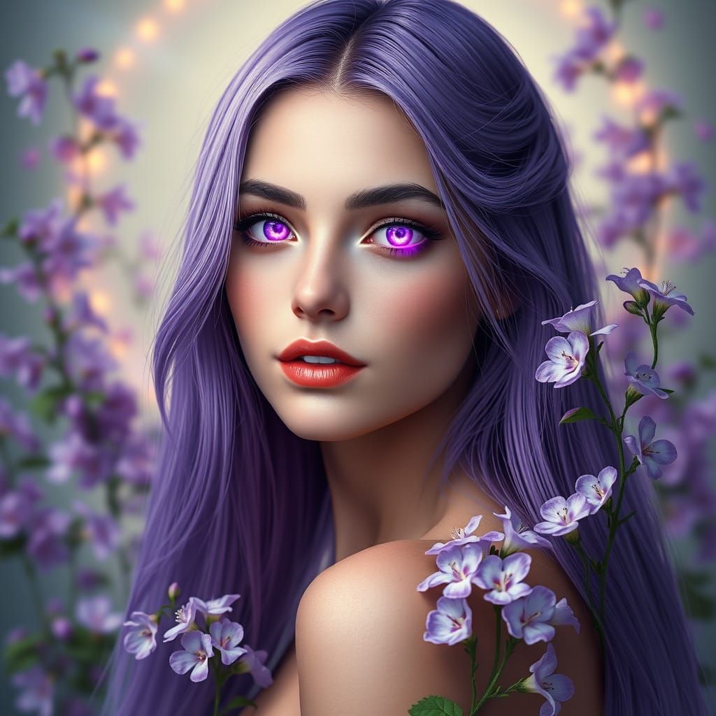 Goddess of Violet Majesty in Ethereal Light