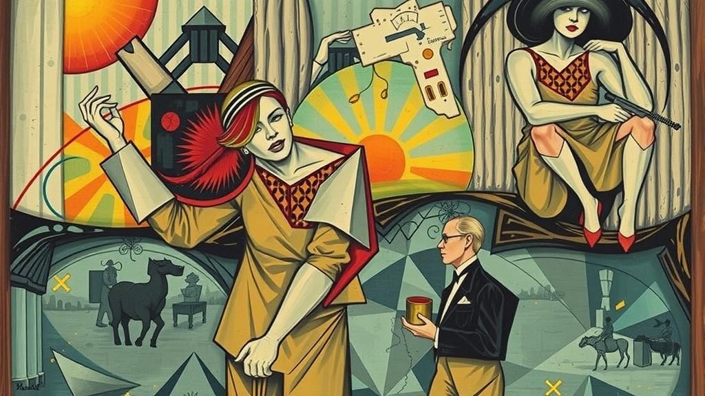 Geometric Art Deco Painting in Pointillist Style