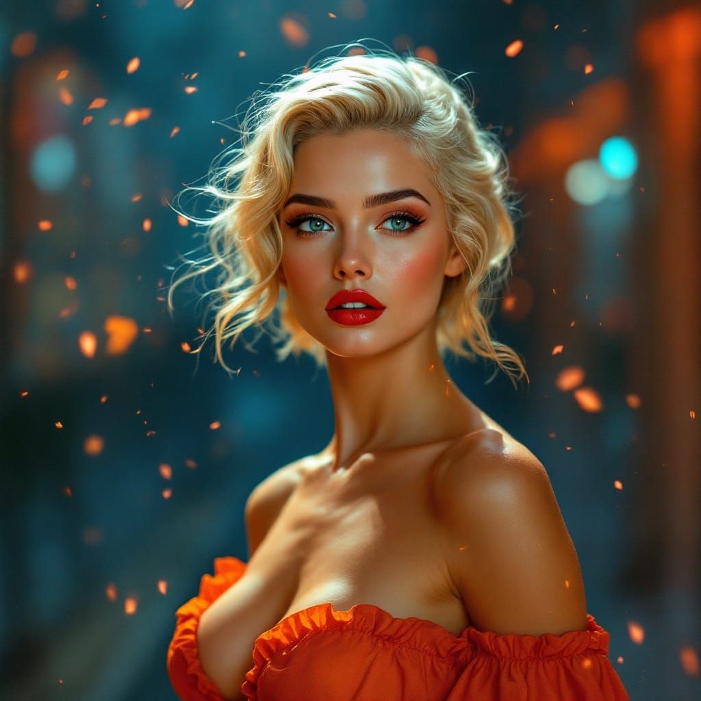 Luminous Pin-Up in Digital Fantasy Style