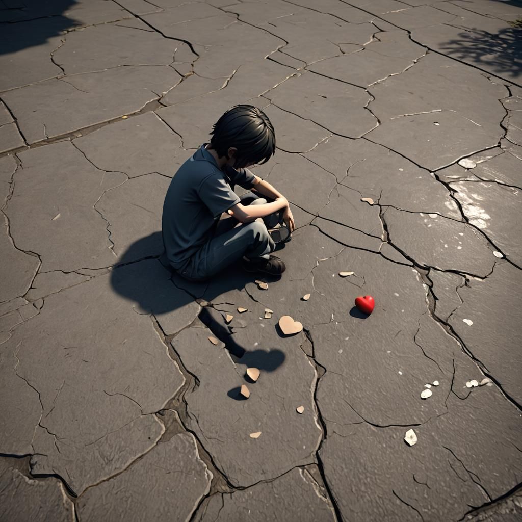 Sad Heart Crying with Heavy Emotion in 3D