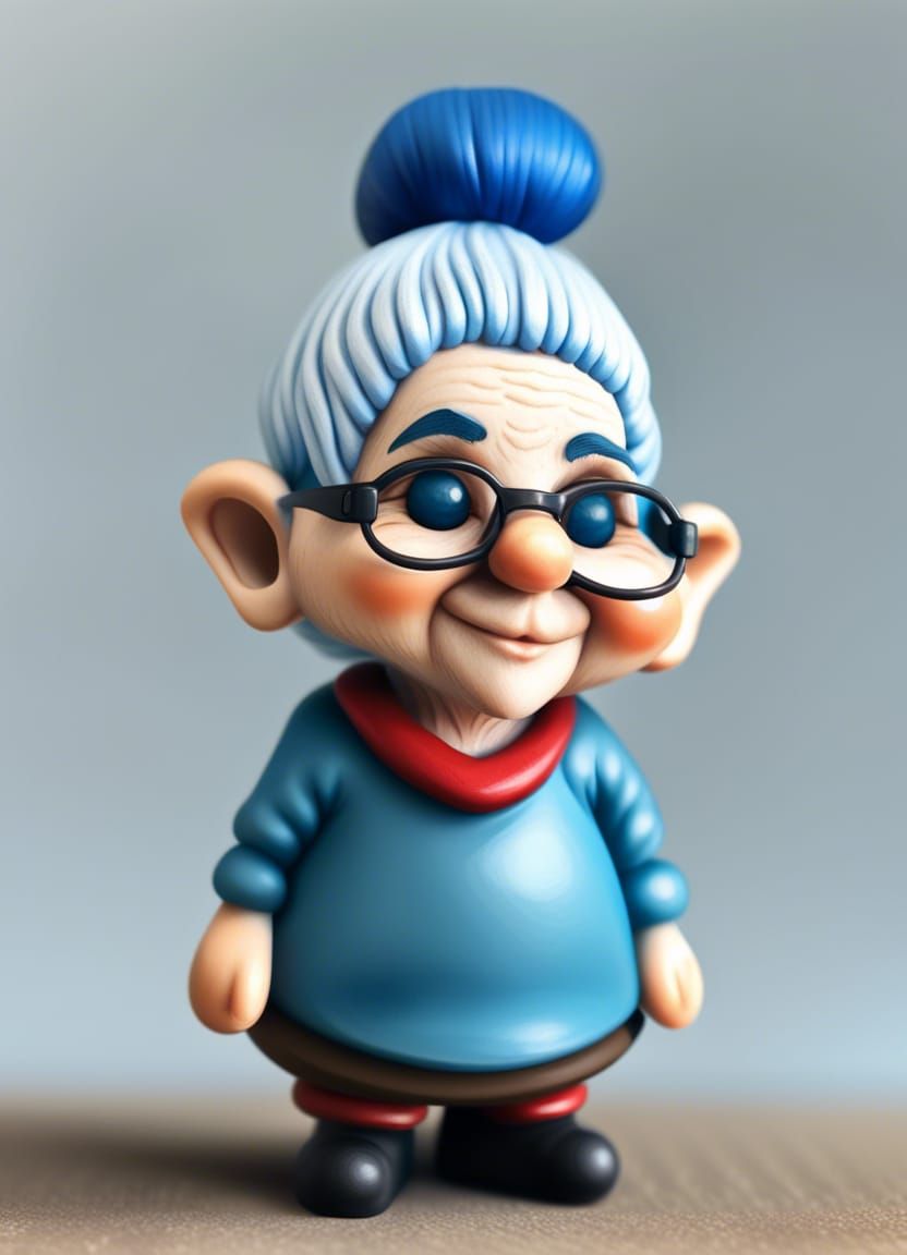 Blue-Haired Gnome Granny: Fantasy Portrait