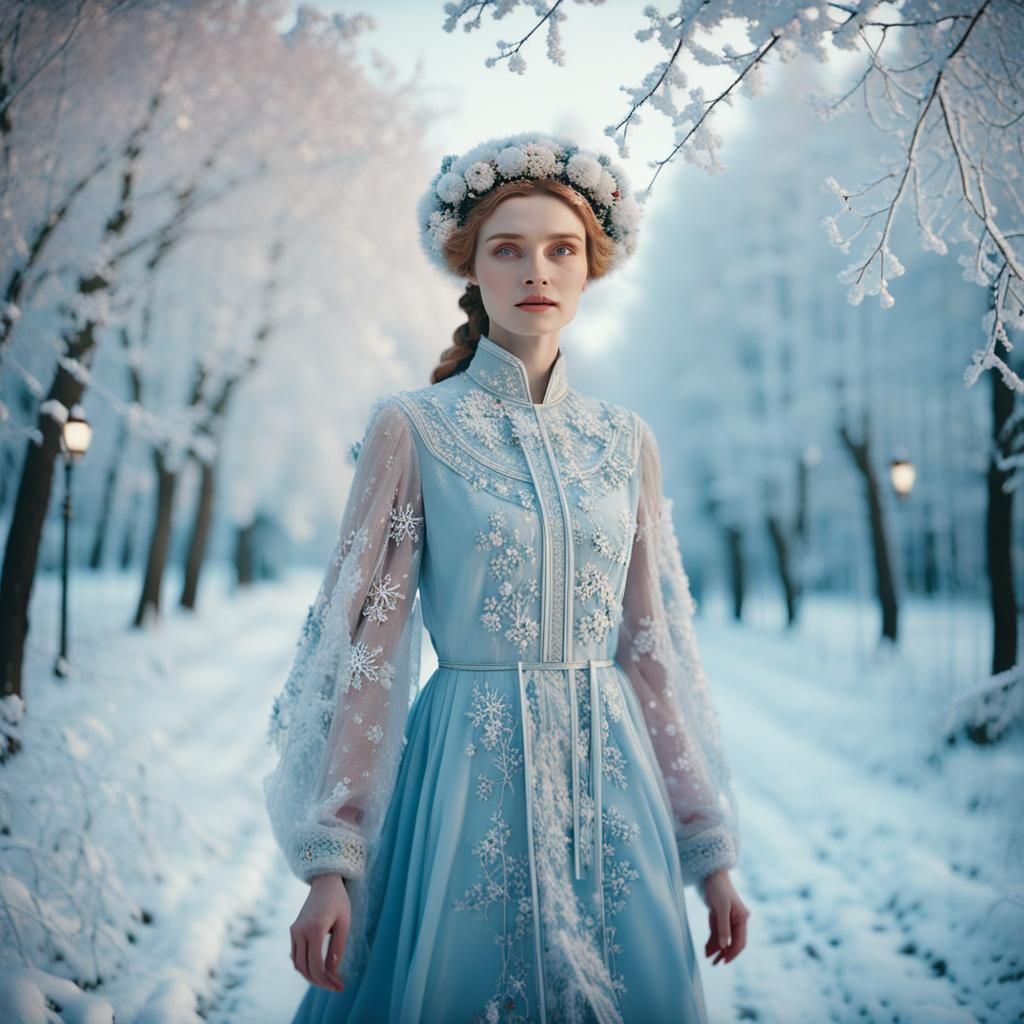 Russian Model in Snowy Moscow Wonderland