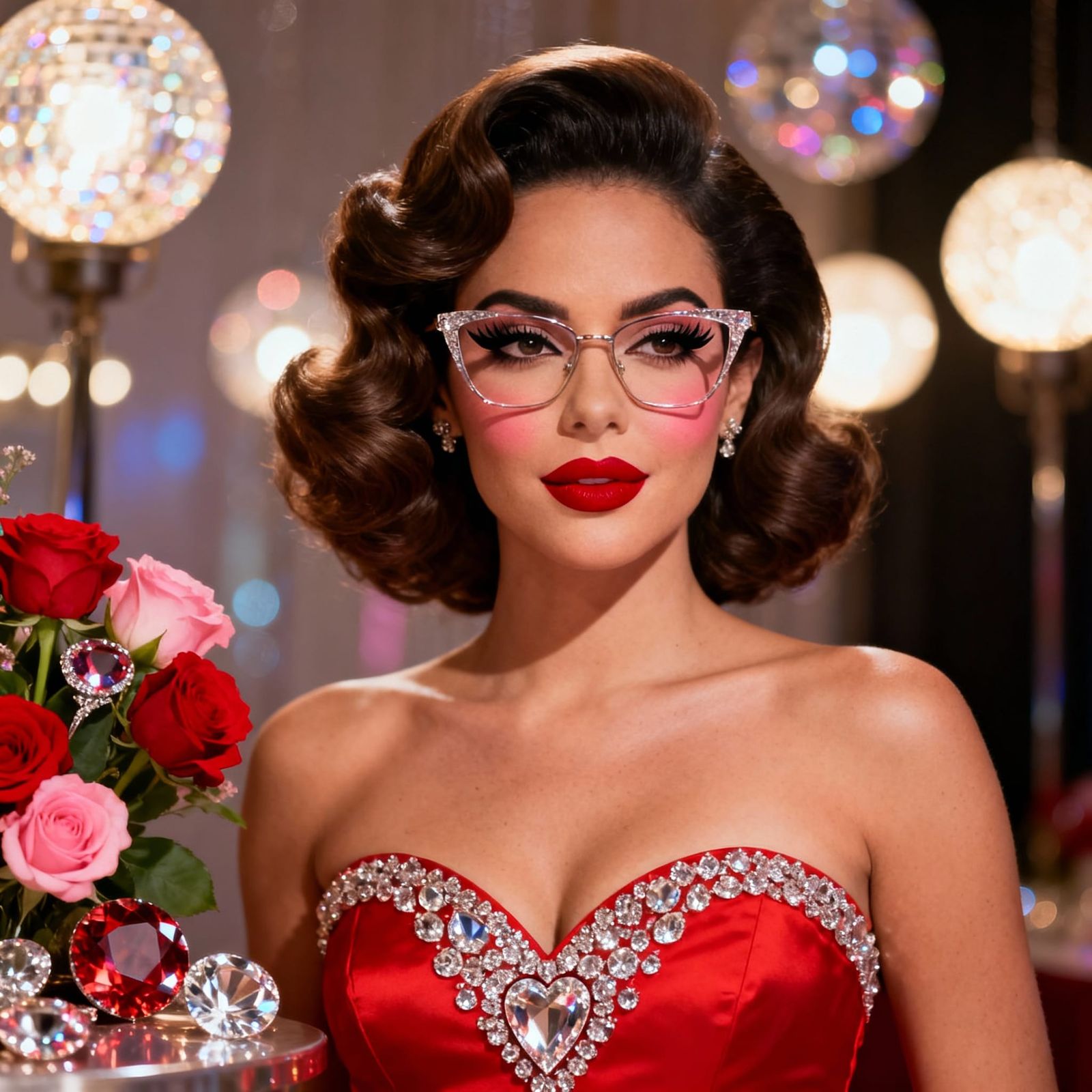 Glamorous Brazilian Woman in Hollywood Style Evening Gown